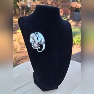 W. Vogel Signed Vintage Sterling Silver Tulip Denmark Brooch Pin 925